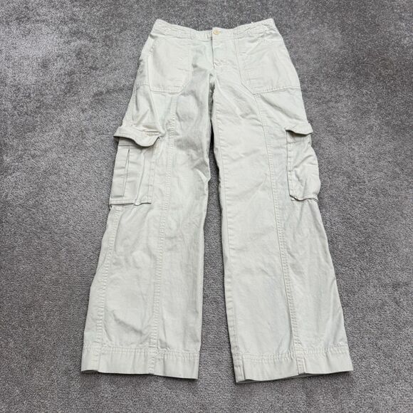 Abercrombie & Fitch Pants - Abercrombie & Fitch Cargo Wide Leg Pants Womens 26/2S Short Khaki Cotton Utility
